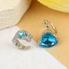 2Pcs Fake Piercing Clip Earrings Delicate Blue Heart Zircon Buckle Ear Cuff Cartilage Ear For Women  Jewelry Gift