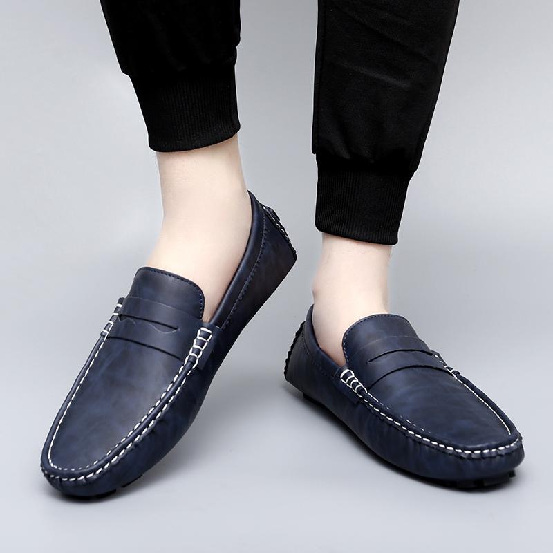Fashion Quality Leather Men's Business Daily Casual Shoes New Driving Flats Casual Style Shoes Trendy Fashion Outdoor Lazy Loafers Shoes