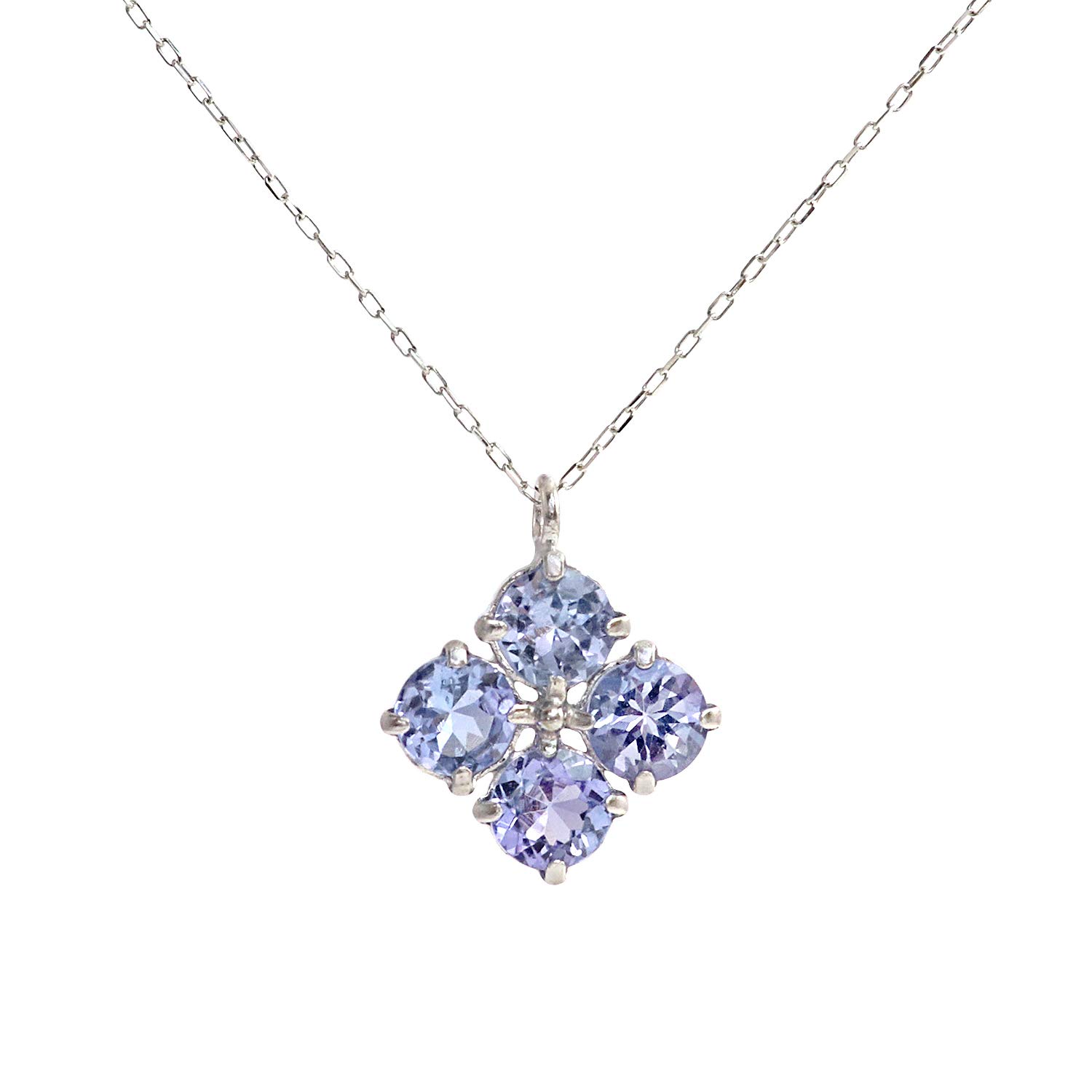 

Barzaz Tanzanite Necklace in Platinum with Hydrangea December for Women Flower, Blue-Purple, Birthstone,