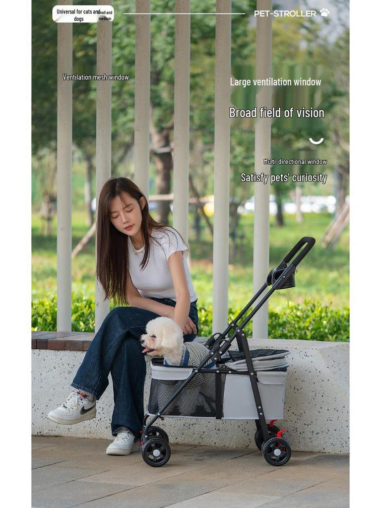 Lightweight Foldable Pet Stroller for Cats and Dogs - Travel and Outdoor Use