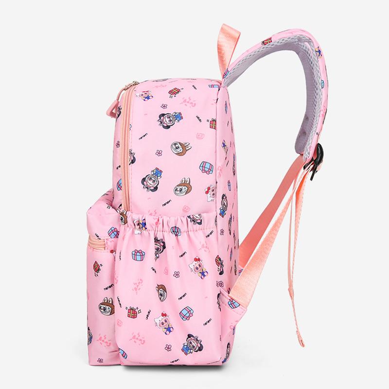 Neuer 4-teiliger Kinder-Cartoon-Rucksack LABUBU-Druck Schultasche Großes Fassungsvermögen Leichter Wasserdichter und Verschleißfester Rucksack