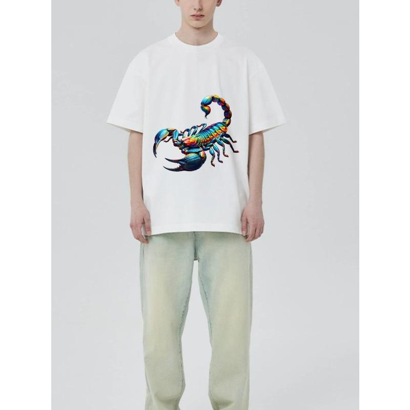Black T-Shirt with Colorful Scorpion Print for Casual Wear