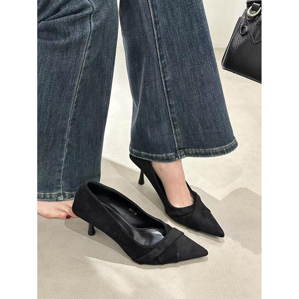 Spring and summer new models with skirts, low heels, inner height increase, Mary Jane, shallow mouth square head, French temperament, fairy style