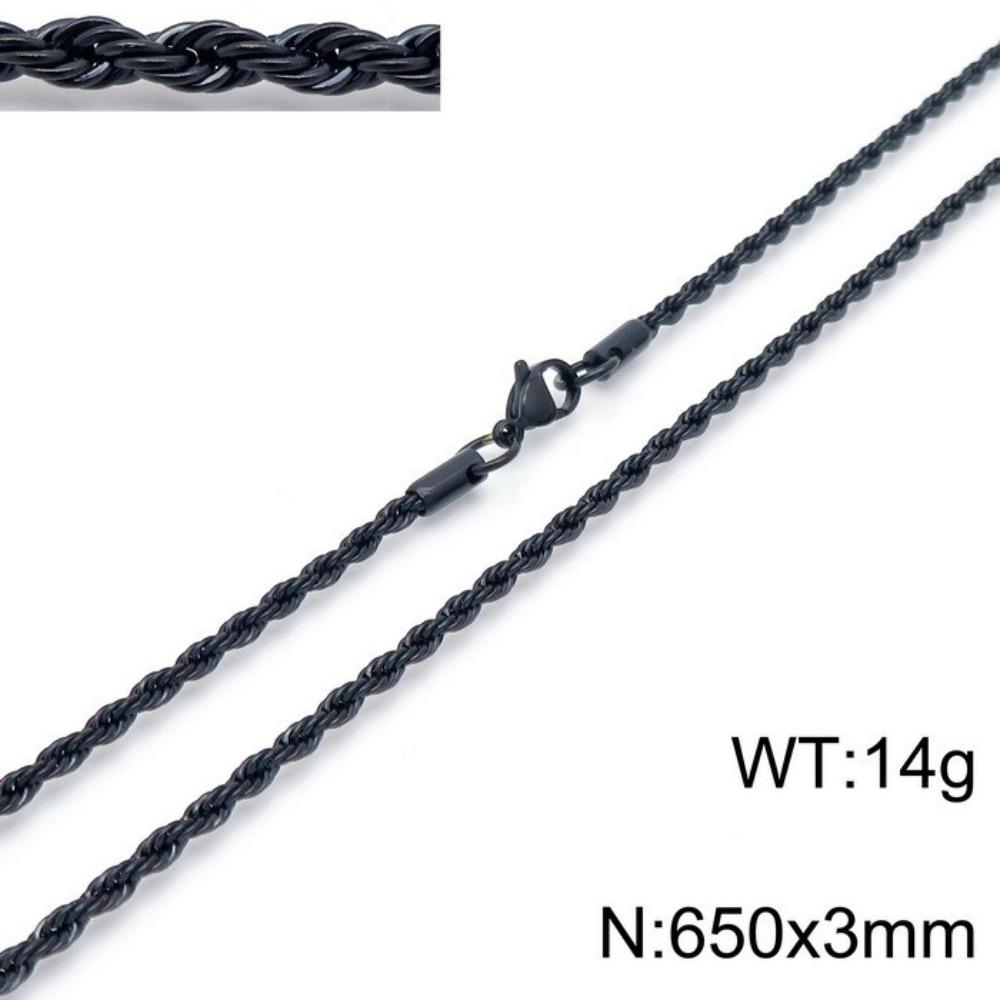 Hip-hop Style Vacuum Plating Black Titanium Steel Men's and Women's Winding Ladder Twist Necklace