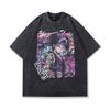 Vintage Street Cartoon Print Oversize Old Short-Sleeved T-Shirt Men'S And Women'S Hip Hop Loose Half-Sleeved Tee Shirt