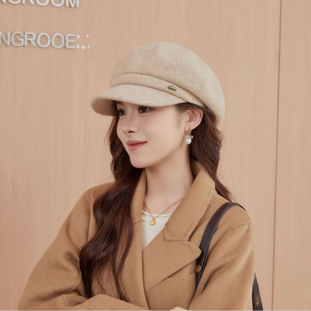 Autumn and Winter Solid Color Wool Retro Warm Beret Korean Women's Versatile Thickened Elegant Wool Hat