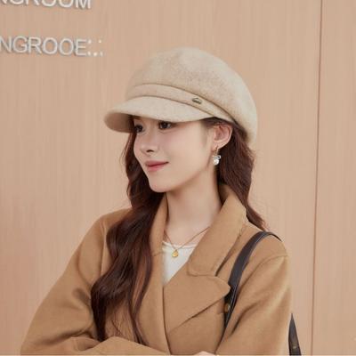 Autumn and Winter Solid Color Wool Retro Warm Beret Korean Women's Versatile Thickened Elegant Wool Hat