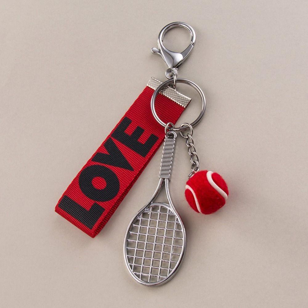 Tennis Racket Tennis Keychain Creative Sports Keyring Tennis Racket Pendant Hanging Accessory