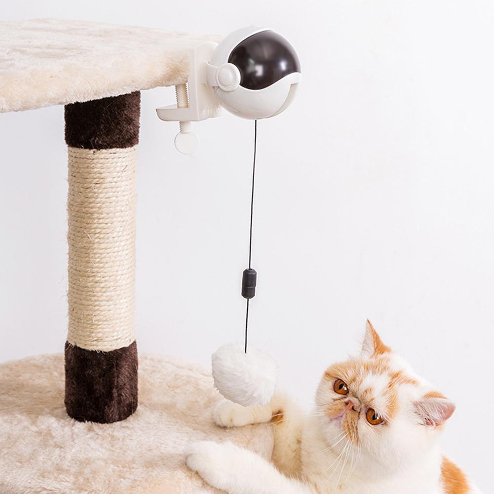 Pet Cat Funny Interactive Automatic Lifting Puzzle Electric Ball Toys Removable Hair Ballswhite