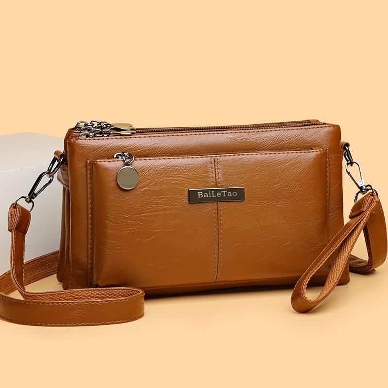 Dámská taška Měkká kůže Mateřská taška Crossbody kabelka středního věku Kabelka Taška přes rameno Vícevrstvá taška Taška na mobilní telefon