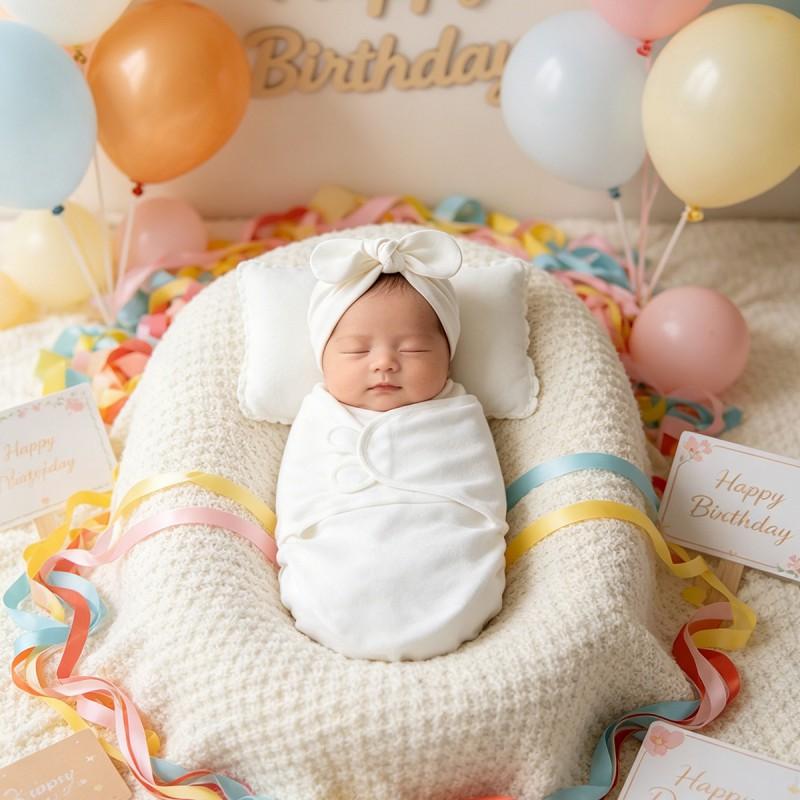 Newborn Cotton Swaddle Wrap With Bow Hat Set Fall Baby Sleep Calm Startle Reflex