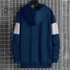 Herren Herbst Winter Kapuzenpullover Kontrastfarbe Kordelzug Lange Ärmel Kapuze Elastische Bündchen Und Saum Dünn Alltagskleidung Lässiges Sportoberteil