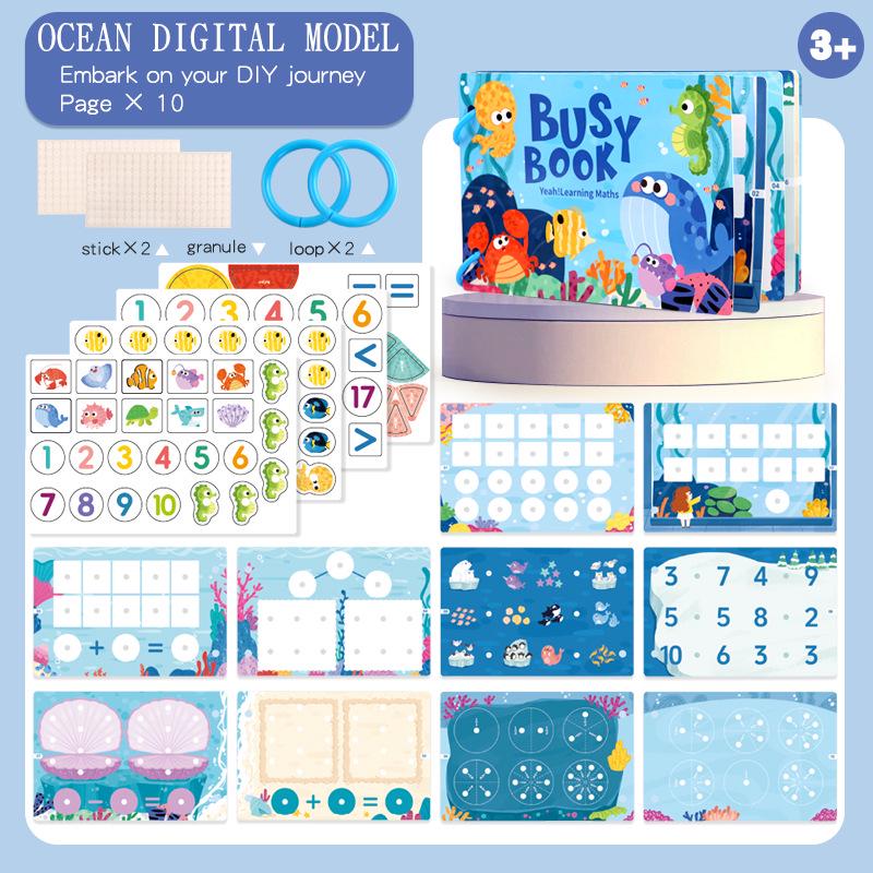 

Enlightenment Early Education Quiet Busybook: Farm, Alphabet & Ocean Numbers Sticker Book for Kids