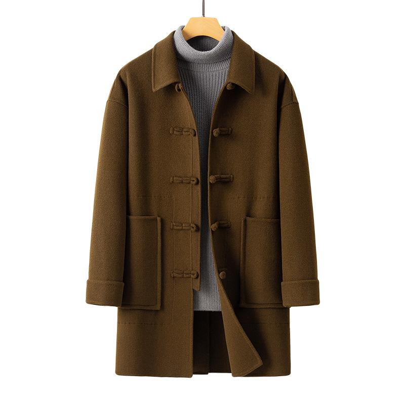 Autumn and Winter New Woolen Coat Men's Medium and Long Knee-length Woolen Trench Coat Korean Version