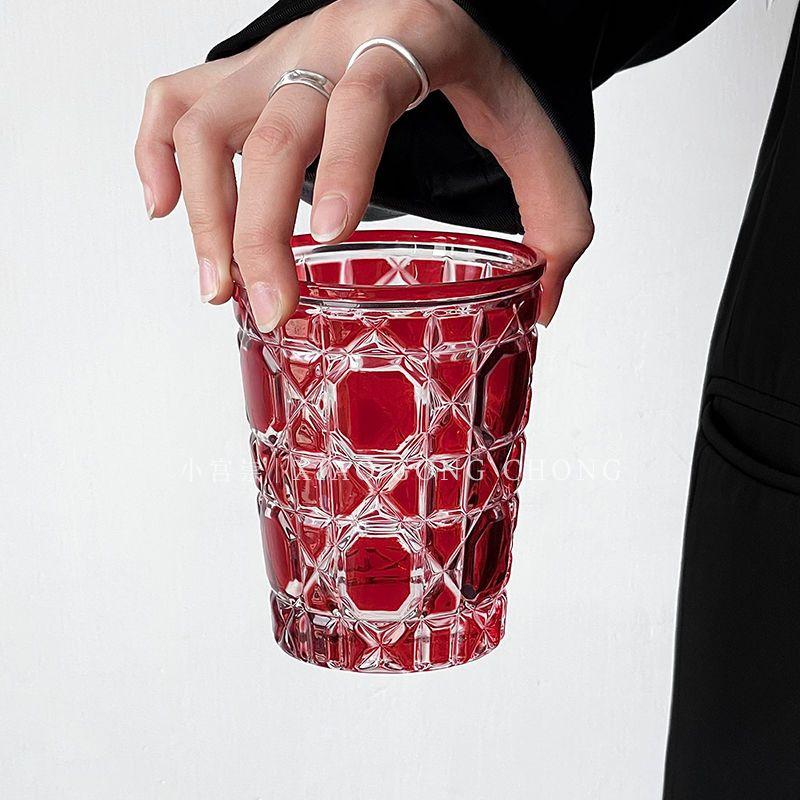Handcarved Glass Crystal Cup Style Creative Engraved Chessboard Whiskey Glass Wine Glass 310ml Crystal 301-400ml
