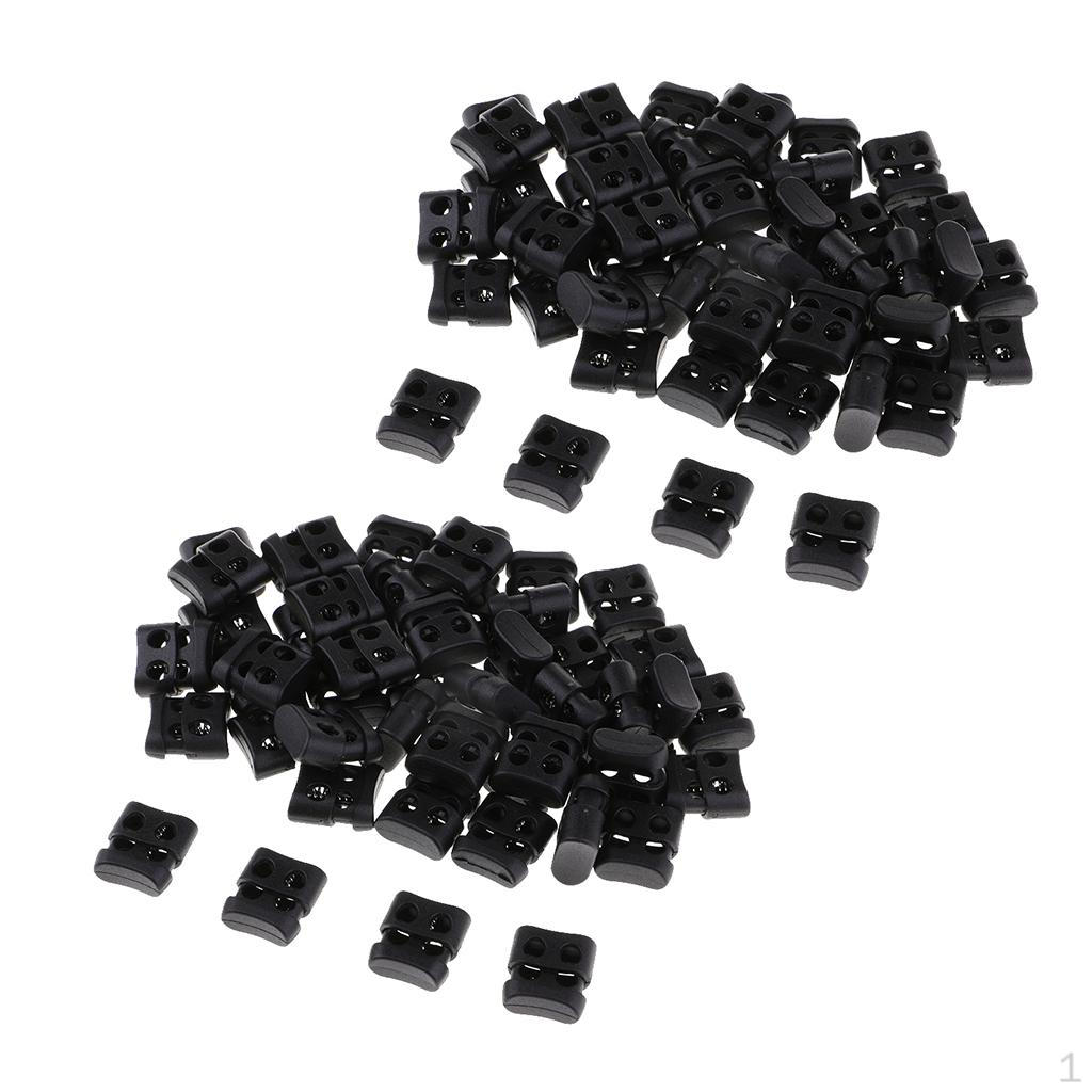 100pcs Plastic Double Hole String Cord Locks End Fastener