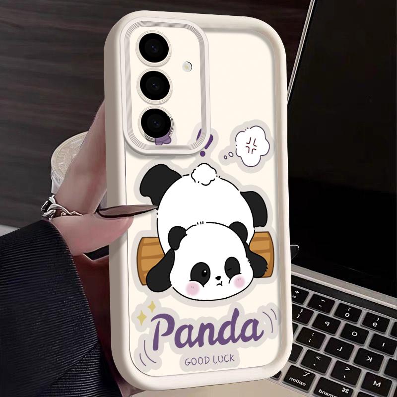 Lovely Baby Panda Print Case For Samsung S26 S25 Ultra S24 S23 S22 Plus S21 FE A15 A16 A17 A35 A36 A37 A54 A55 A56 A57 5G Shockproof Bumper Cover