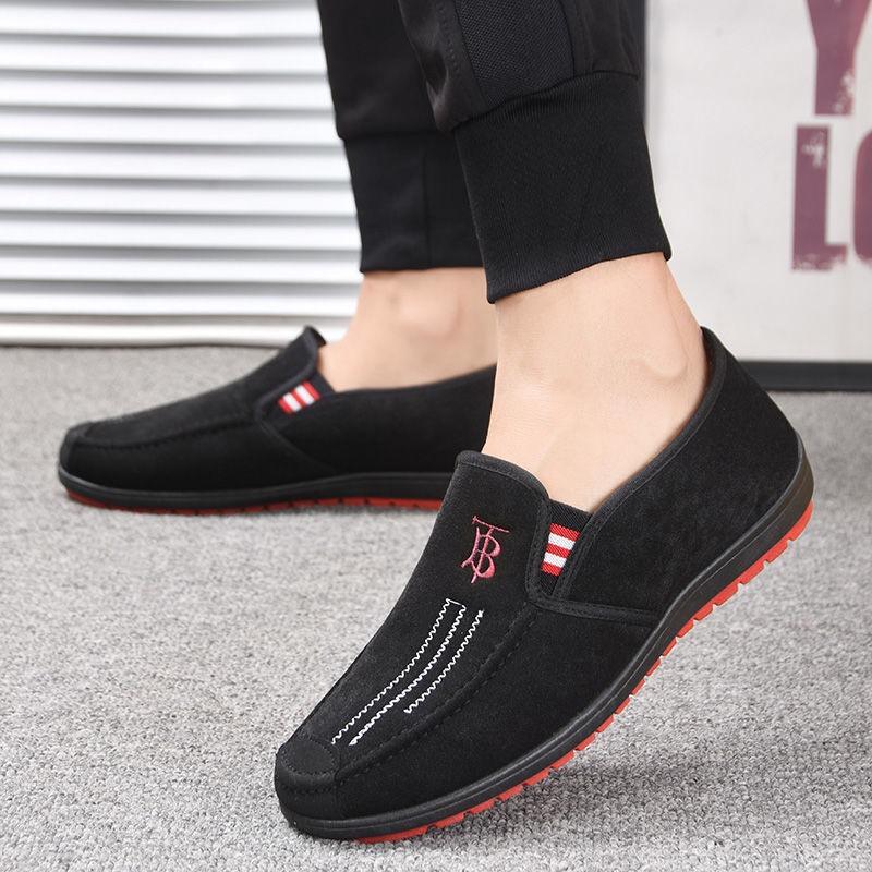 Cotton shoes men's new winter velvet warm old Beijing cloth shoes men's one-pedal casual elderly cloth shoes