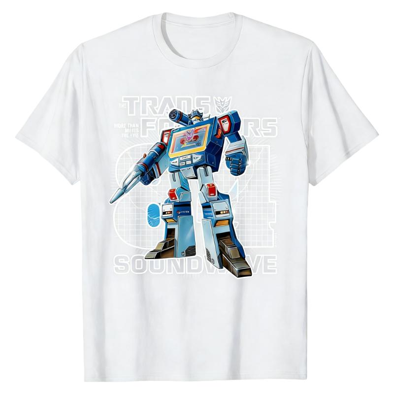 Soundwave Decepticon Transformers TShirt Classic 1984 Robot Graphic Print Crew Neck Cotton Trendy Casual Street Fashion Tops