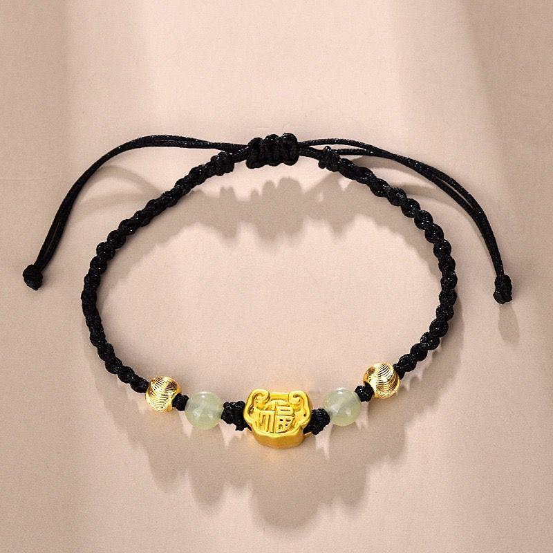 Handmade Chinese Auspicious Cloud Hetian Jade Bracelet - Elegant Design for Girls