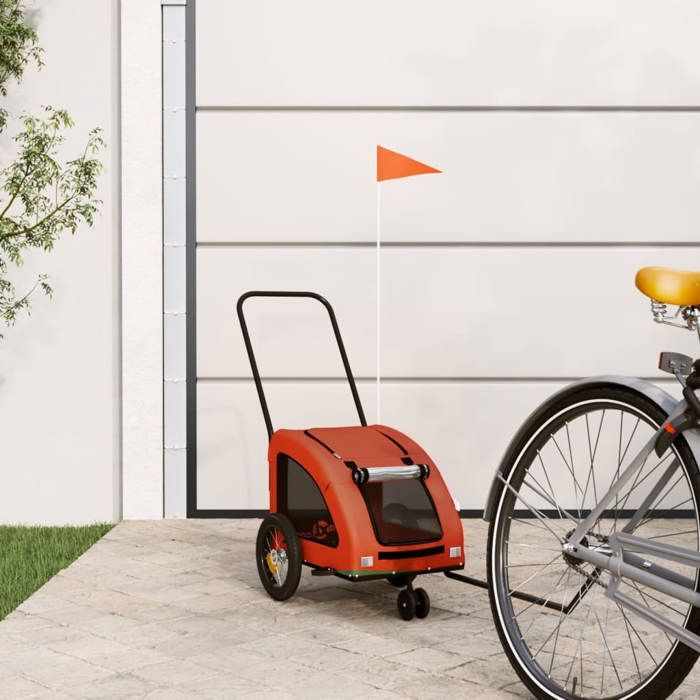 VidaXL Remorque de vélo pour animaux de compagnie orange et gris, remorque de vélo,,, chariot à vélo pour chien 93970