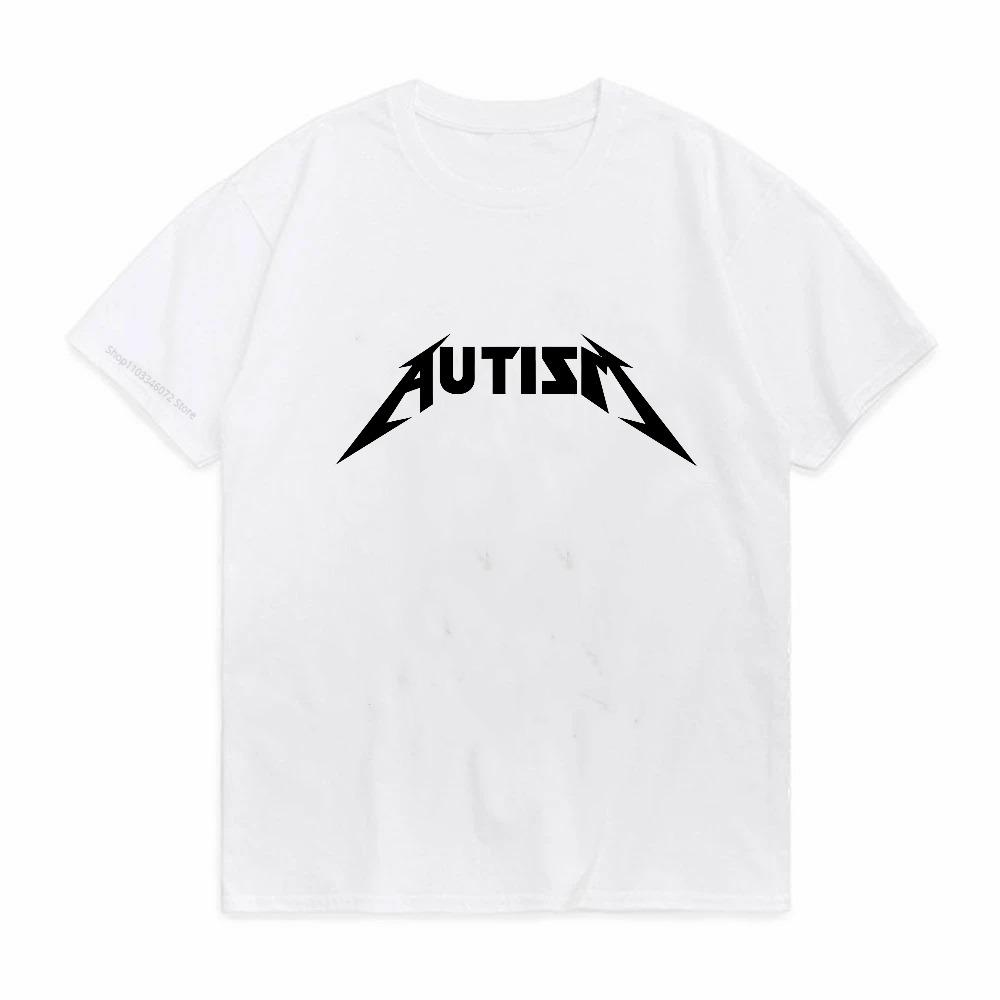 Autism Metal Rock Meme Tshirt Men Women Fashion Hip Hop Short Sleeve Oversized Tshirts Summer Sport Loose T Shirt Tops