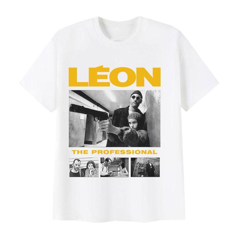 90er Leon Der Profi Grafik T-Shirts Unisex Cosplay Mode Trend Kurzarm T-Shirt Oberteil Vintage Oversized Baumwoll T-Shirt