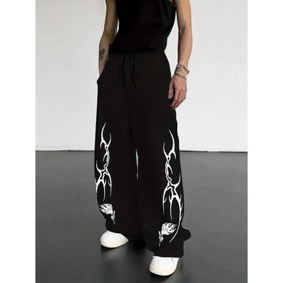 Męskie Modne Drukowane Codzienne Spodnie Sportowe, Codzienne Spodnie Szerokie Nogawki, Y2K Fajny i Modny Streetwear