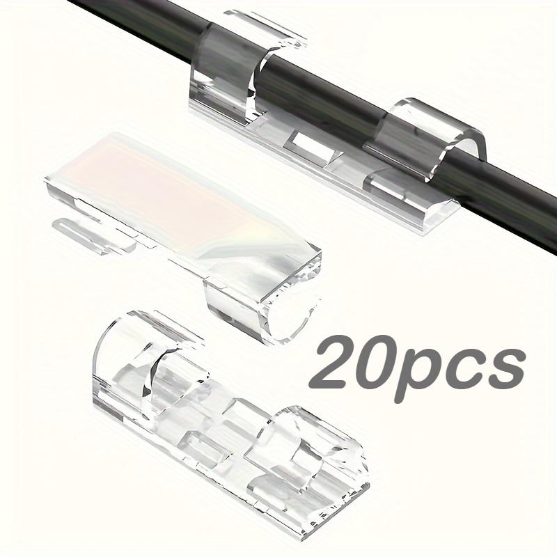 

20pcs Adhesive Cable Clamps, Transparent Wire Brackets for Power Line Management, Plastic Clamps for Walls and Under Tables