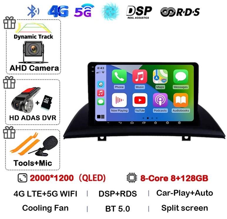 Android 14 Carplay Auto Car Radio For BMW X3 E83 2004 2005-2007-2009 2010 2011 2012 Multimedia Stereo Video Player GPS 4G WIFI