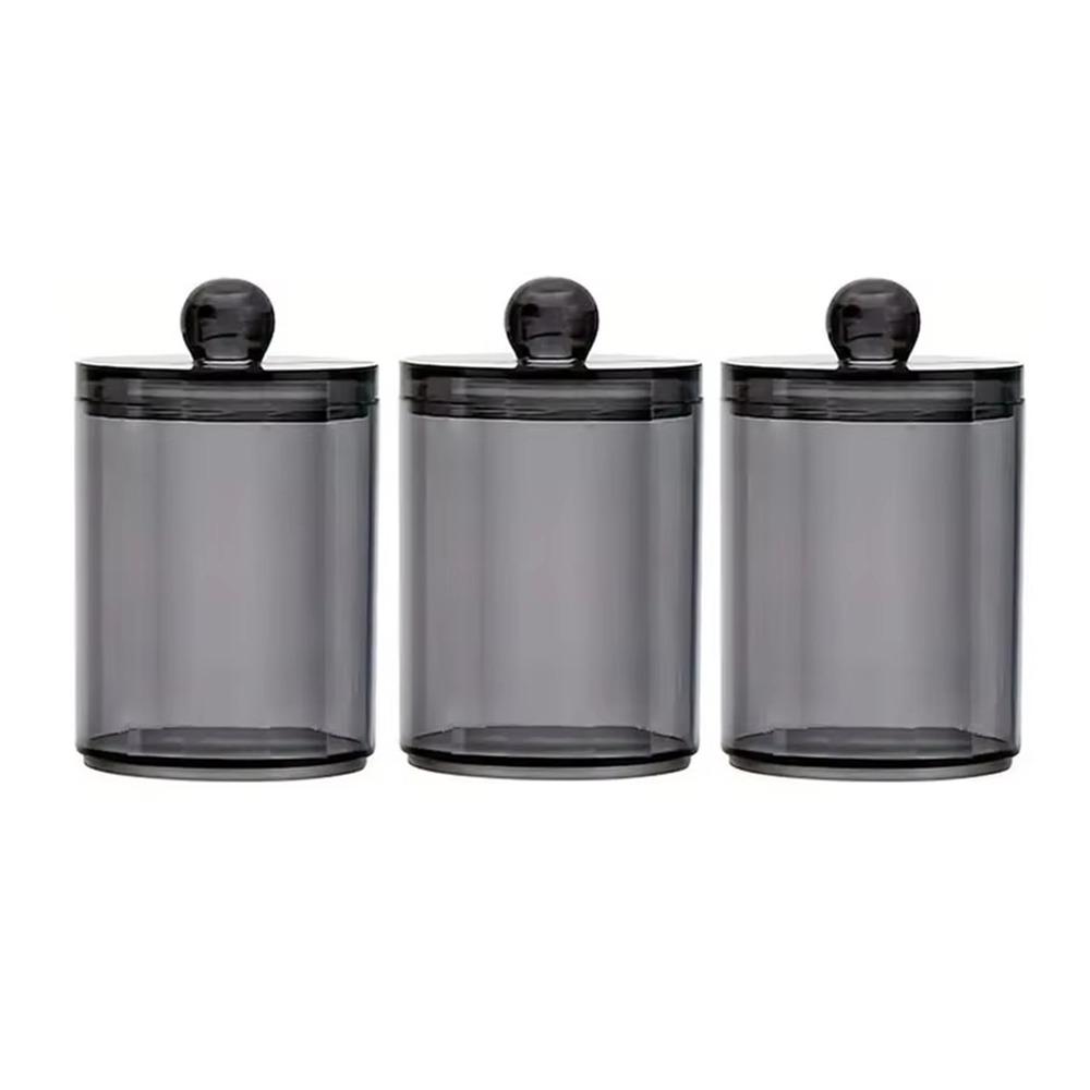 3Pcs With Lids Cotton Swabs Holder Wide Mouth Clear Qtip Dispenser Space Saving Moisture-proof Makeup Sponges Container Makeup