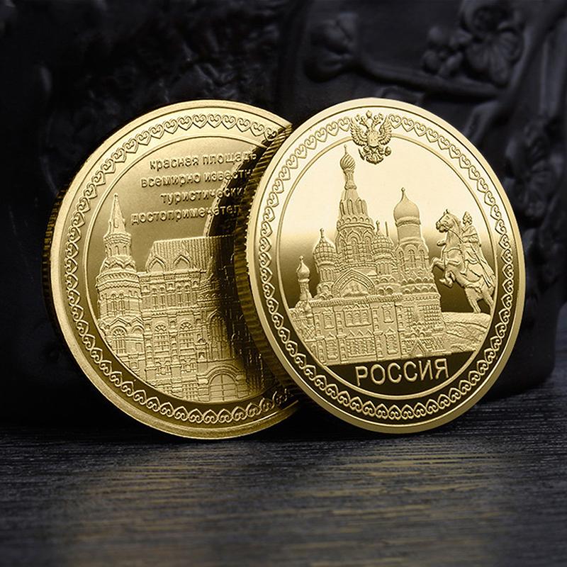 

Золотая монета в память об архитектуре Красной площади в Санкт-. Петербург, Россия, Статуя рыцаря, Св.. Казанский собор, Архангельские монеты A