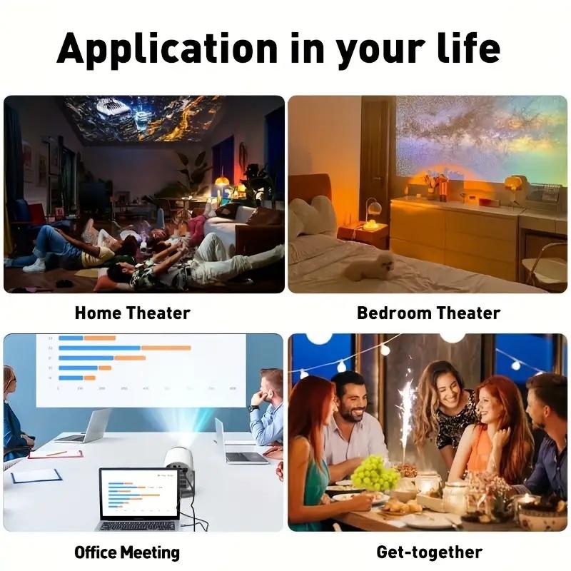 HY300 4K Android 11 Projector - Dual WiFi6,1280x720P HD Outdoor Home Cinema Projector ,Low Noise & Portable Design