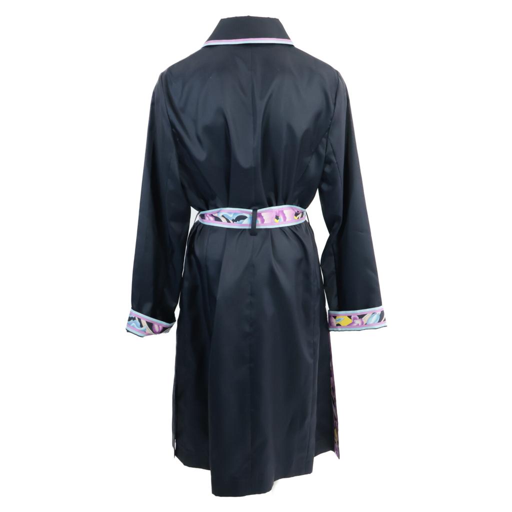 LEONARD Excellent Condition 0628350 Nylon and Silk Belted Spring Coat Coat 3 NavyUsed