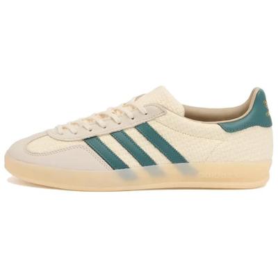 Originals GAZELLE INDOOR Tessuto, Pelle Basse Scarpe da Skateboard Unisex Beige Verde JR3837