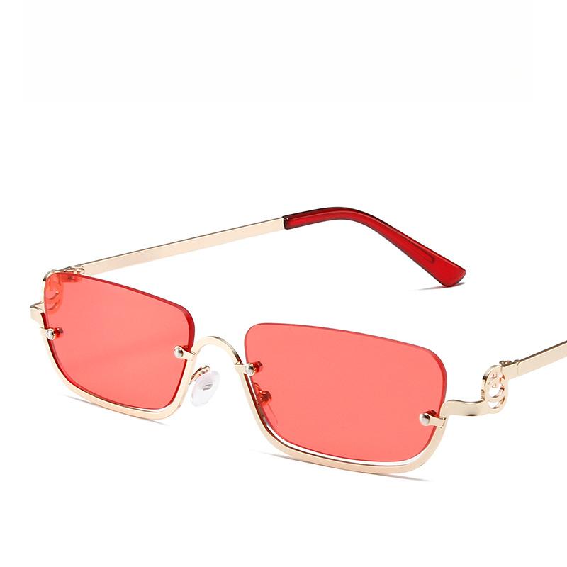 Fashion Small Square Women's Sunglasses Luxury Brand Metal Half Frame Sunglasses Woman Trend Vintage Black Pink Shades