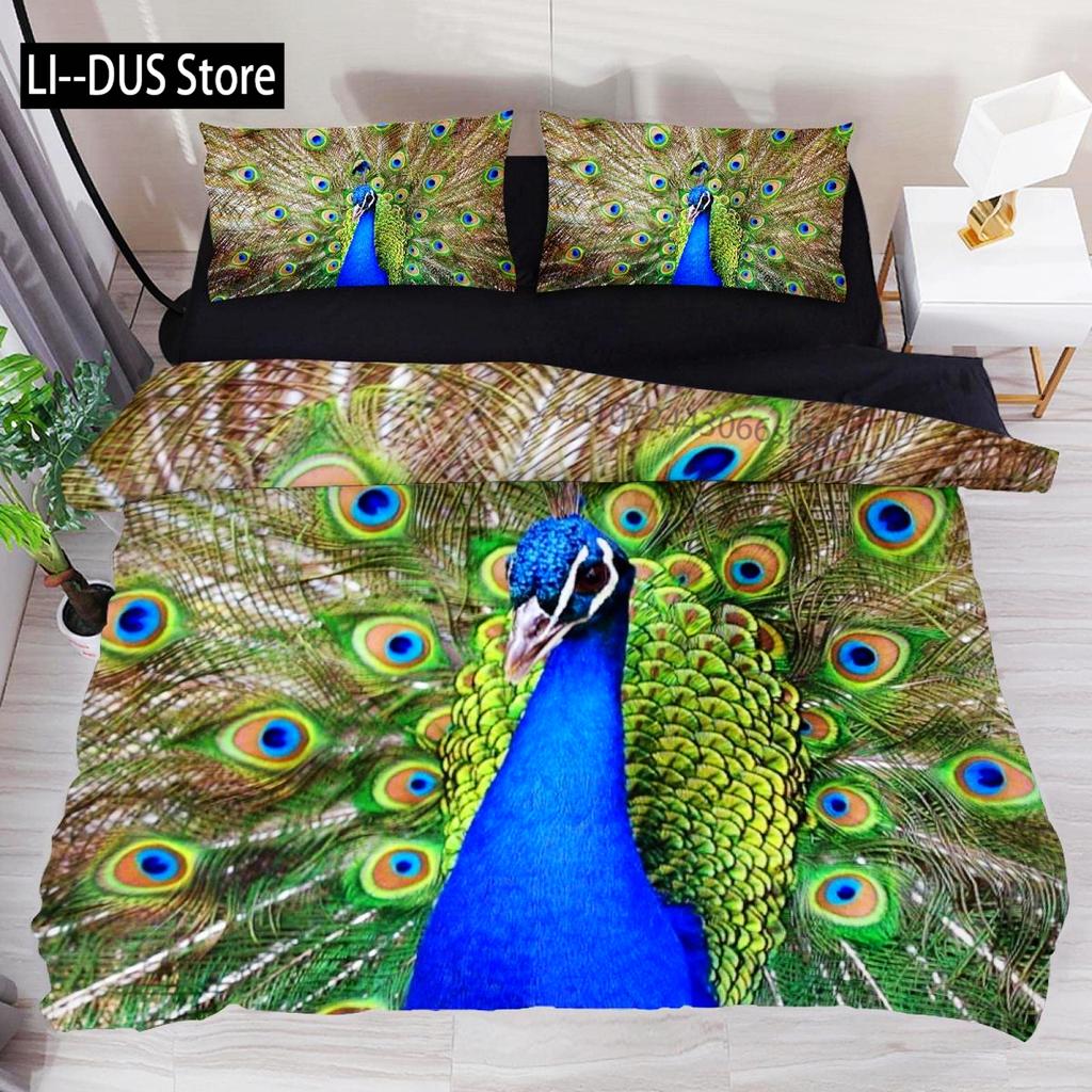 Peacock Comforter Cover Bedding Set For Kids Adults Girls Animals Duvet Cover 1 Duvet Cover With 2 Pillowcases King Queen Size