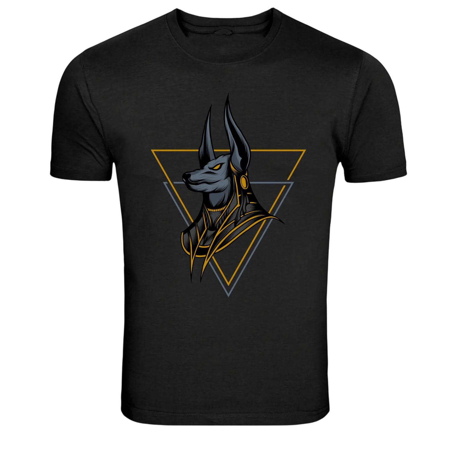 Anubis Egyptian God Geometric Triangle Graphic T-Shirt S