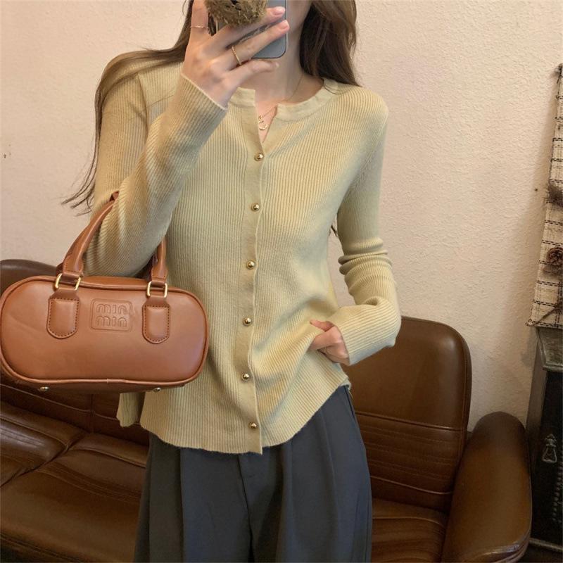Cardigan in Maglia Fine KANING con Scollo a V e Maniche Lunghe da Donna - Maglione Autunno 2025