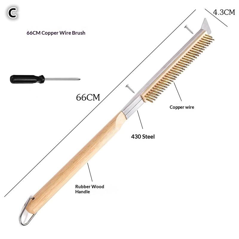 1 Pcs Portable Pizza Oven Long Wood Handle Cleaning Brush Easy Cleaning Hard Bristles Grill Brush For Pizza Oven Grill Cleaning