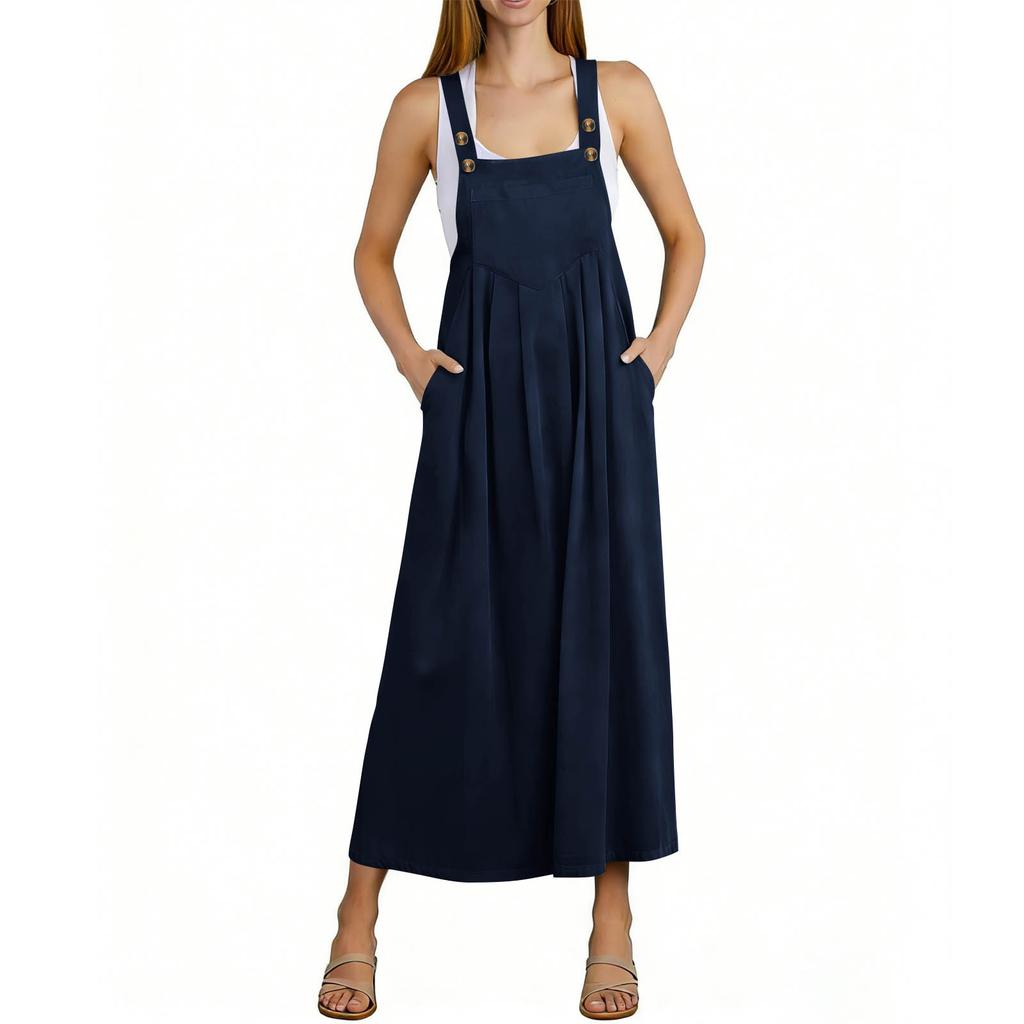 Dames Jurk, Eendelig, Kleur, Casual En Losse Pasvorm, Vintage Met Spaghettibandjes, Gemaakt Van Katoen En Linnen Mix.