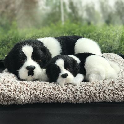 TASINO Dog Plush Toy Figurine, 26x18cm, Realistic, Cute, Lifelike (Border Collie Parent and Child)