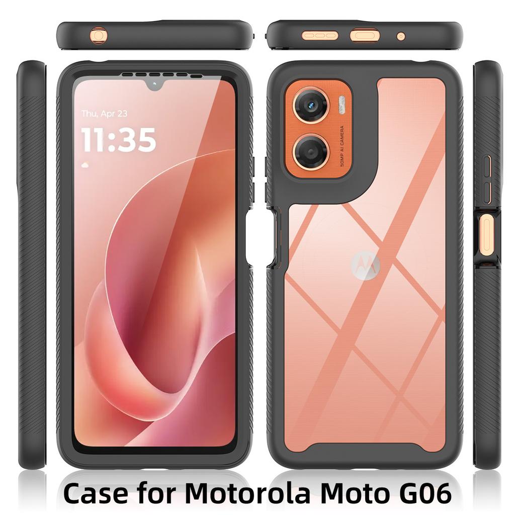 Hülle für Moto G06, inklusive integriertem Displayschutz + durchsichtiger Rückseite