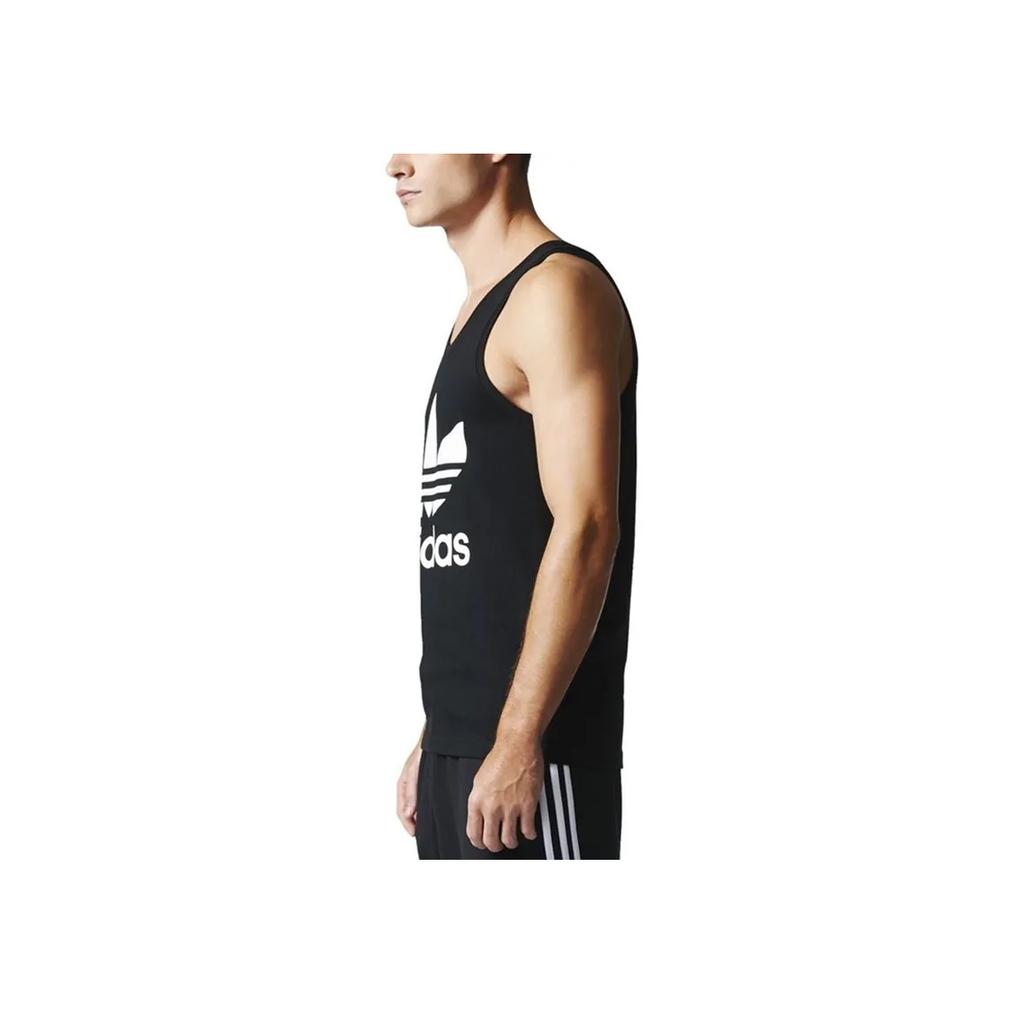 Adidas Originals Trefoil Letter Print Pattern Round Neck Fitted Sleeveless Vest Men Tops Black BK7104