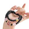 6Mm Natural Black Agate Powder Crystal Strawberry Crystal Multi-Circle Design Bracelet Bracelet