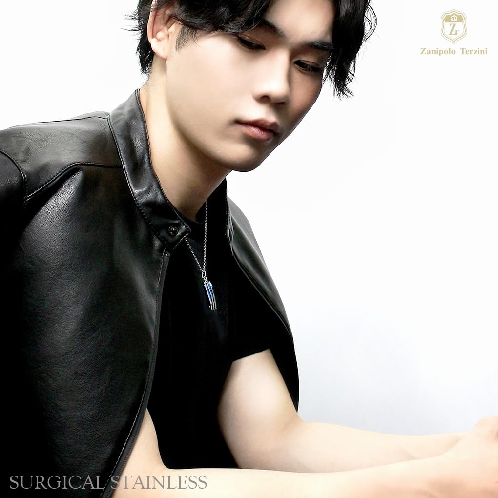 Zanipolo Terzini Men's Stainless Steel Necklace, Surgical Stainless Steel, Simple Plate, Hypoallergenic