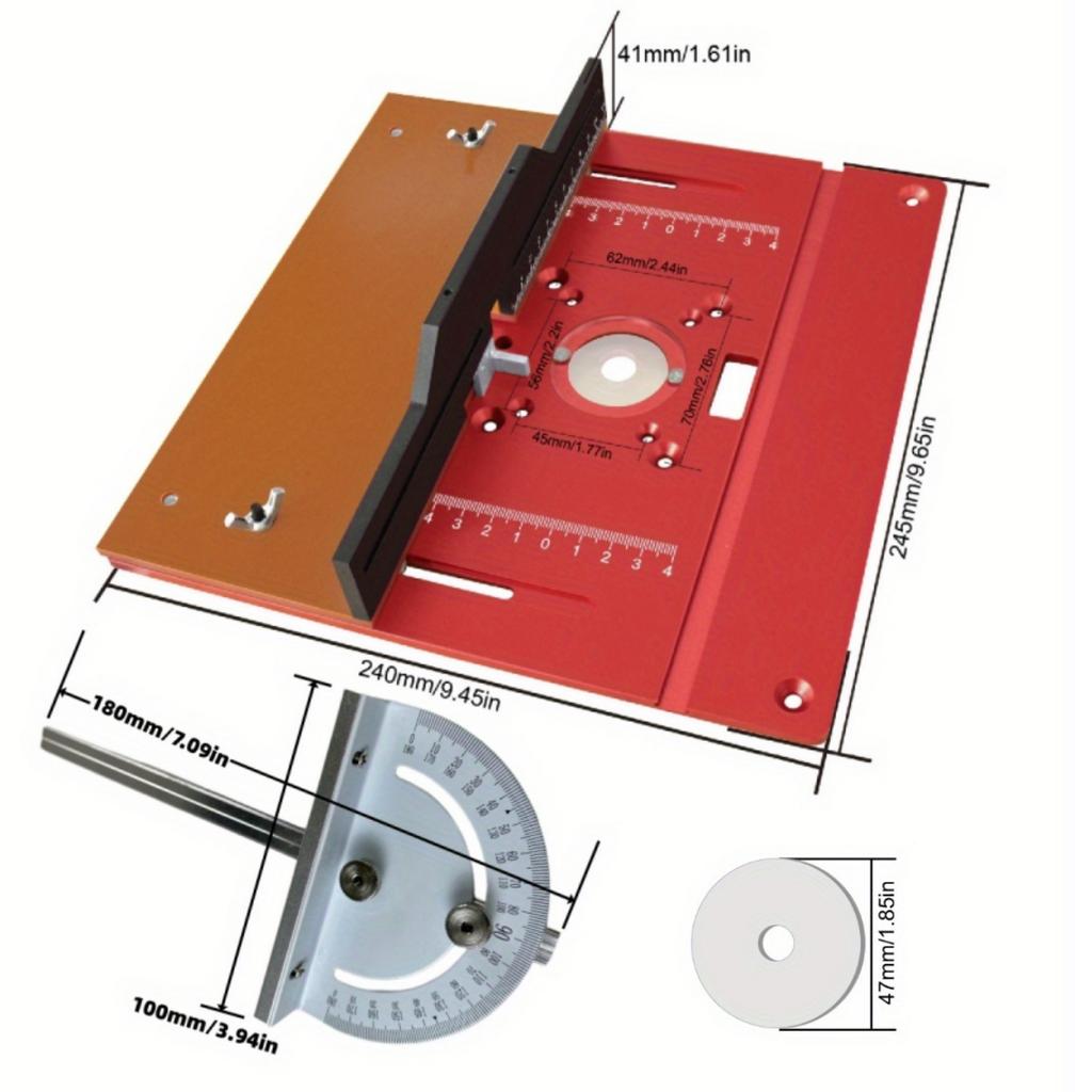 Aluminum Alloy Router Table Insert Plate Set, Woodworking Benches Router Flip Plate with Miter Gauge Guide Woodwork Router Table
