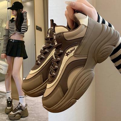 New High-top Dad Shoes for Women In Spring Students Running, Thick Sole Height Enhancement Leisure