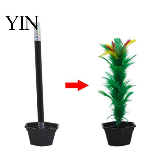 Colorful Feather Flower Stick To Magic Trick, Appearing In Pot from Wand, Impromptu Tricks Up Close Stage Trick Props for Street Performance, Parties