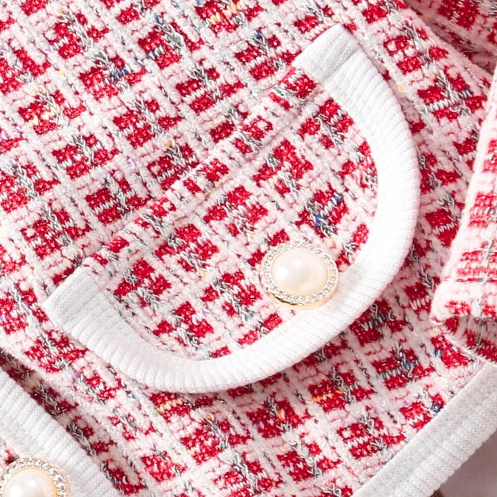 2-7Y Long-Sleeved Dress New Style Girls' Long-Sleeved Tiered Dress Christmas Dress with Bag